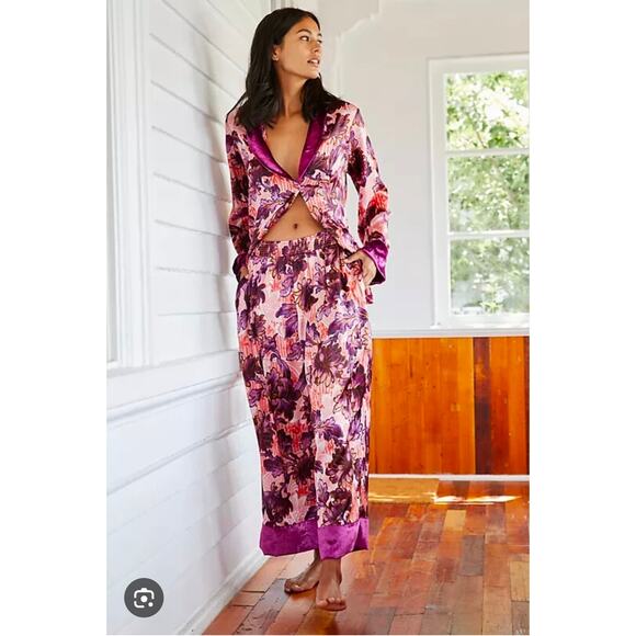 Anthropologie Luxe Sleep Velvet Trim Long Sleeve Pajama Lounge Top, Size 1X, NWT - Picture 7 of 7